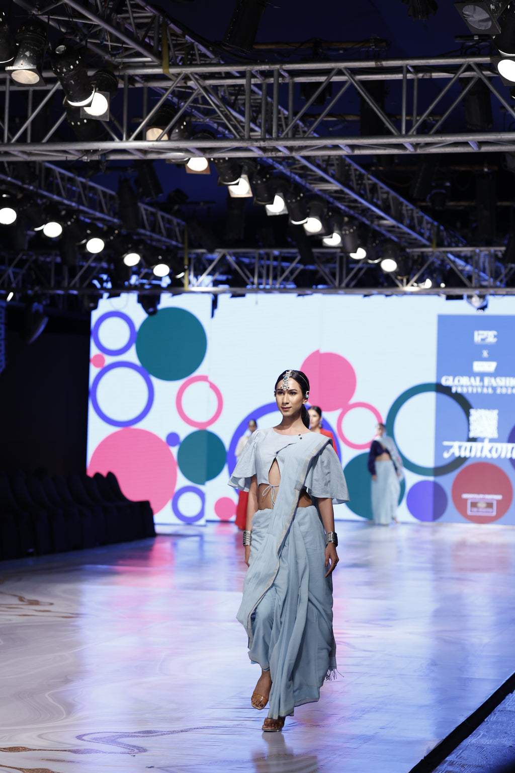 Handwoven Blue  Jamdani Saree With Designer Blouse