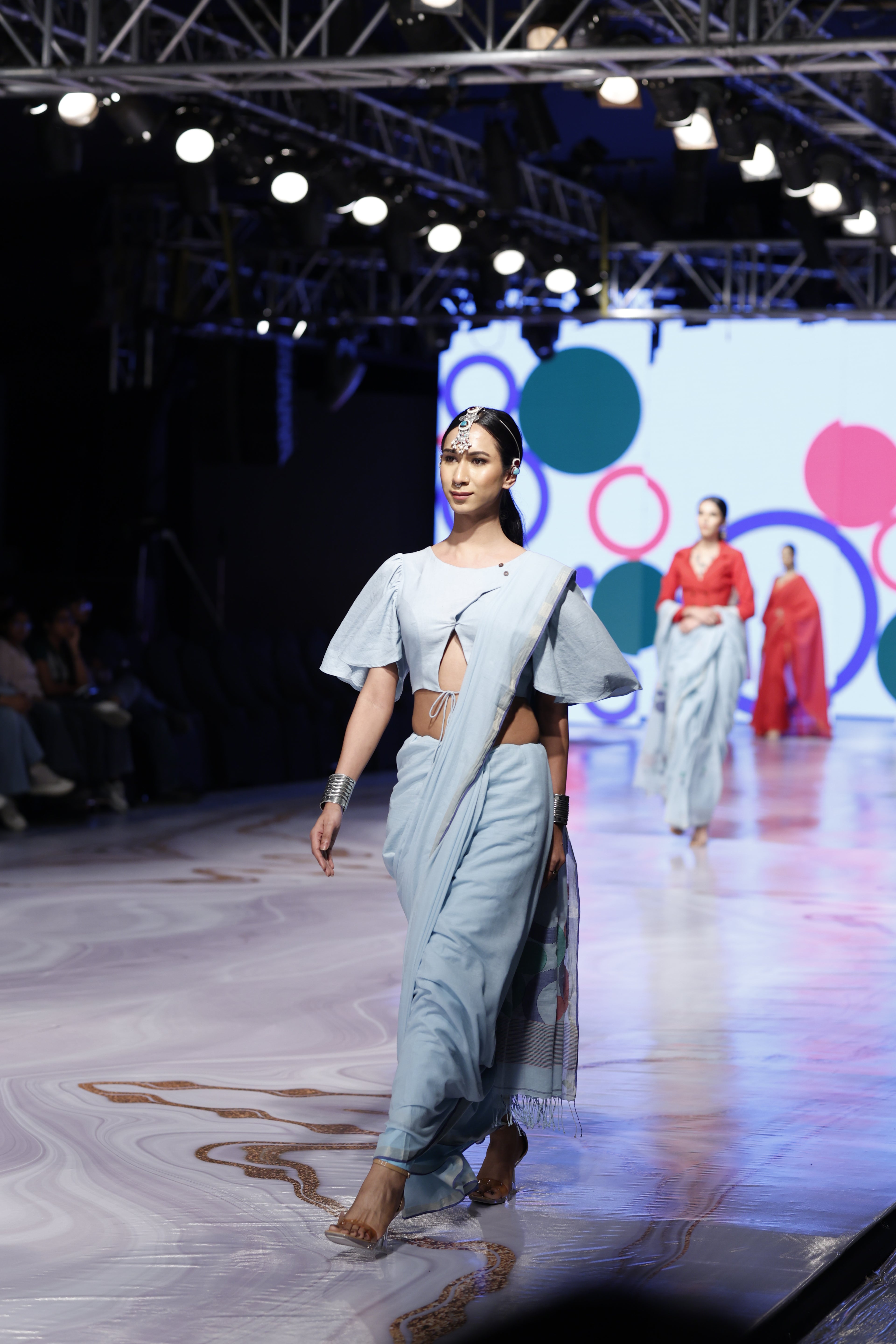 Handwoven Blue  Jamdani Saree With Designer Blouse