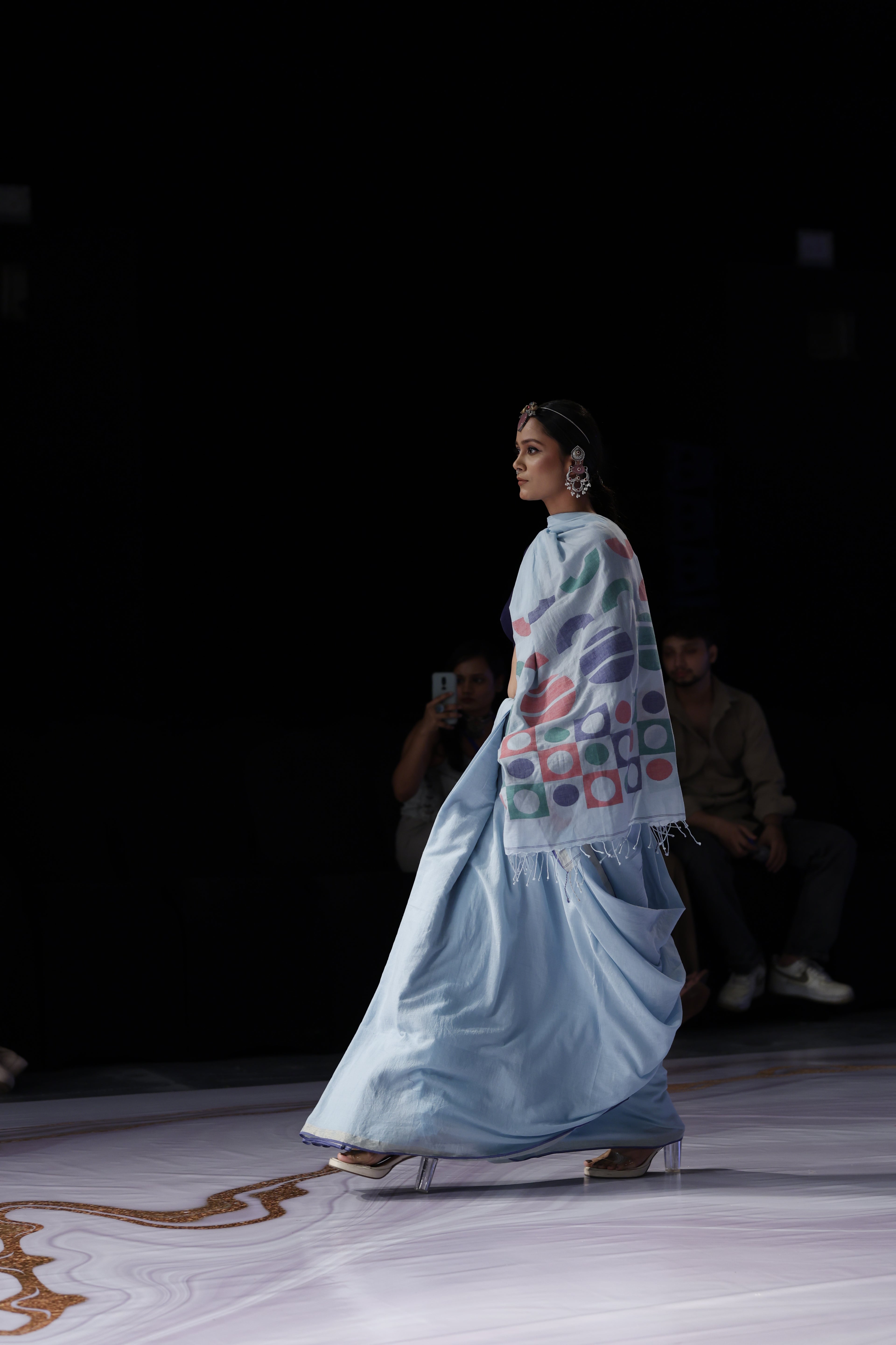 Handwoven Blue Saree With Designer Blouse