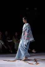 Handwoven Blue Saree With Designer Blouse