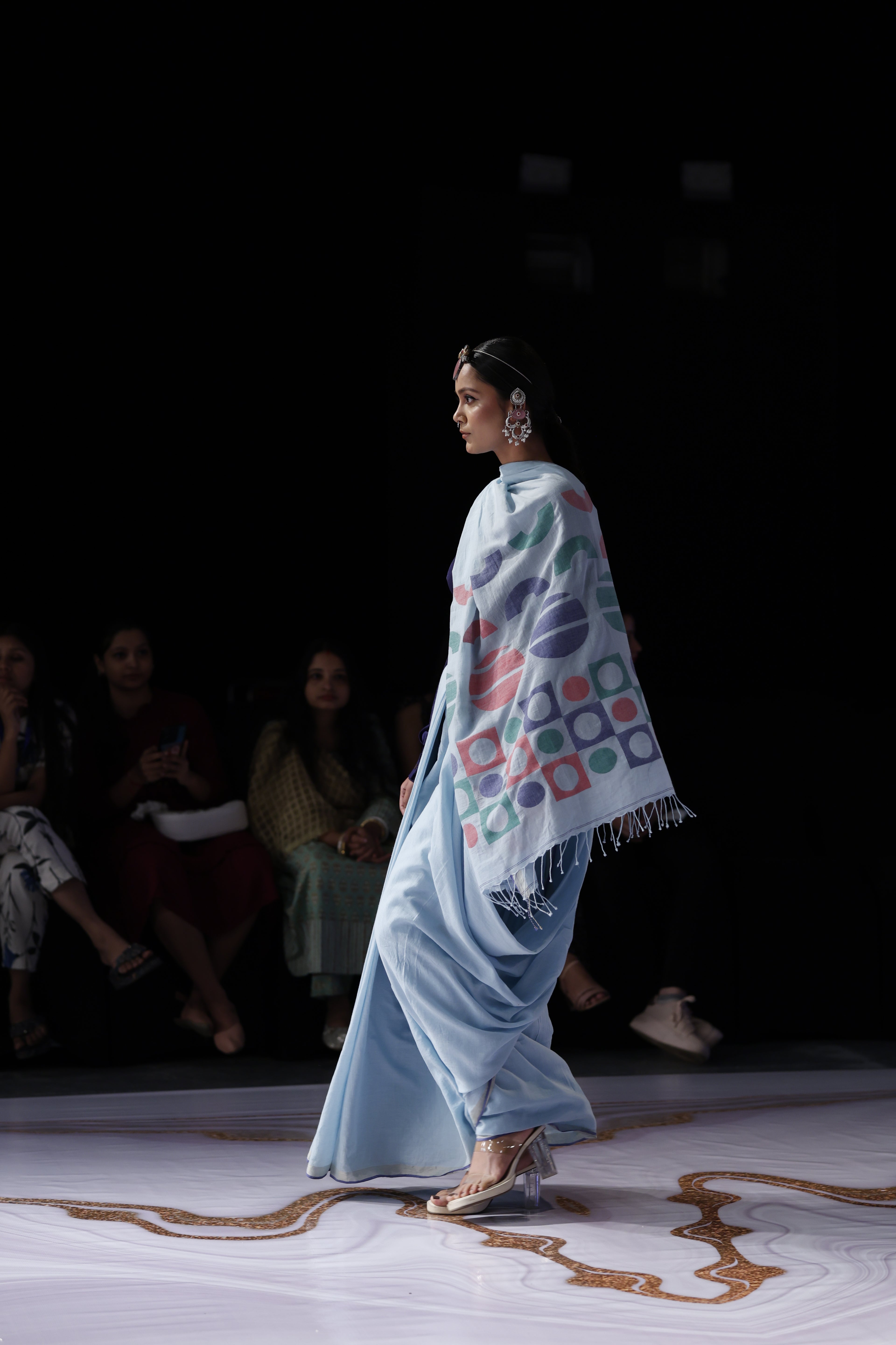 Handwoven Blue Saree With Designer Blouse