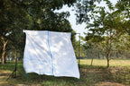white and blue jamdani teen size Quilt - Aankona