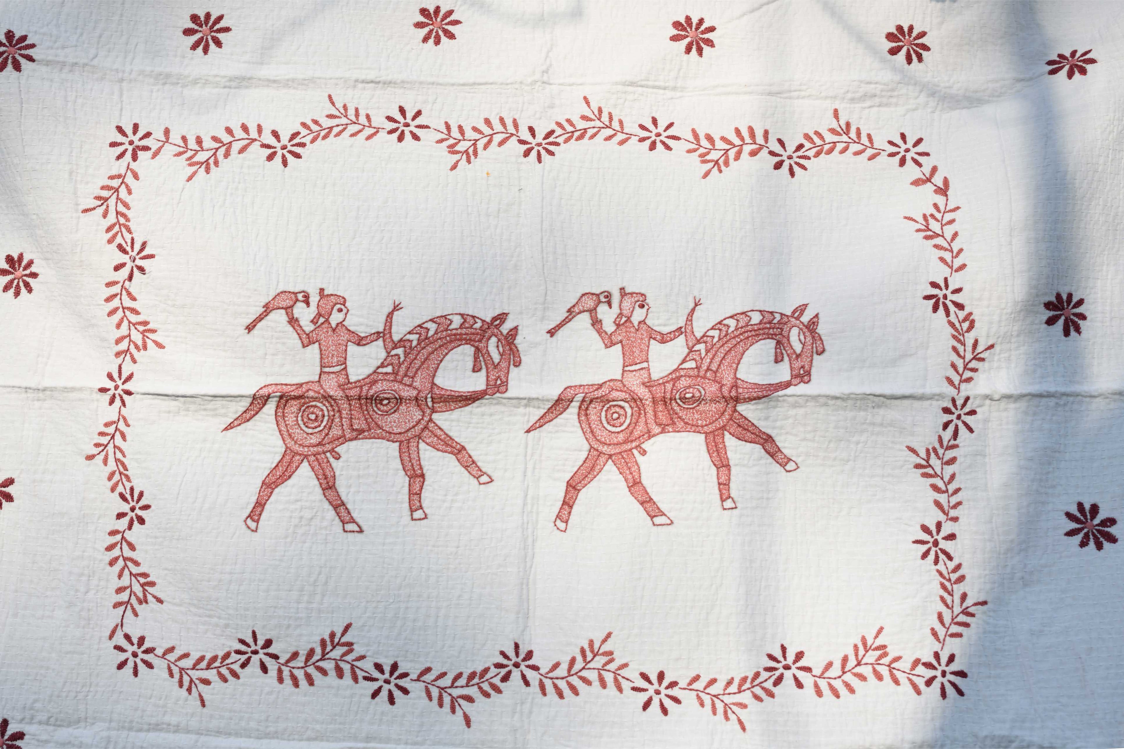 Handwoven King With Horse Baby Quilt