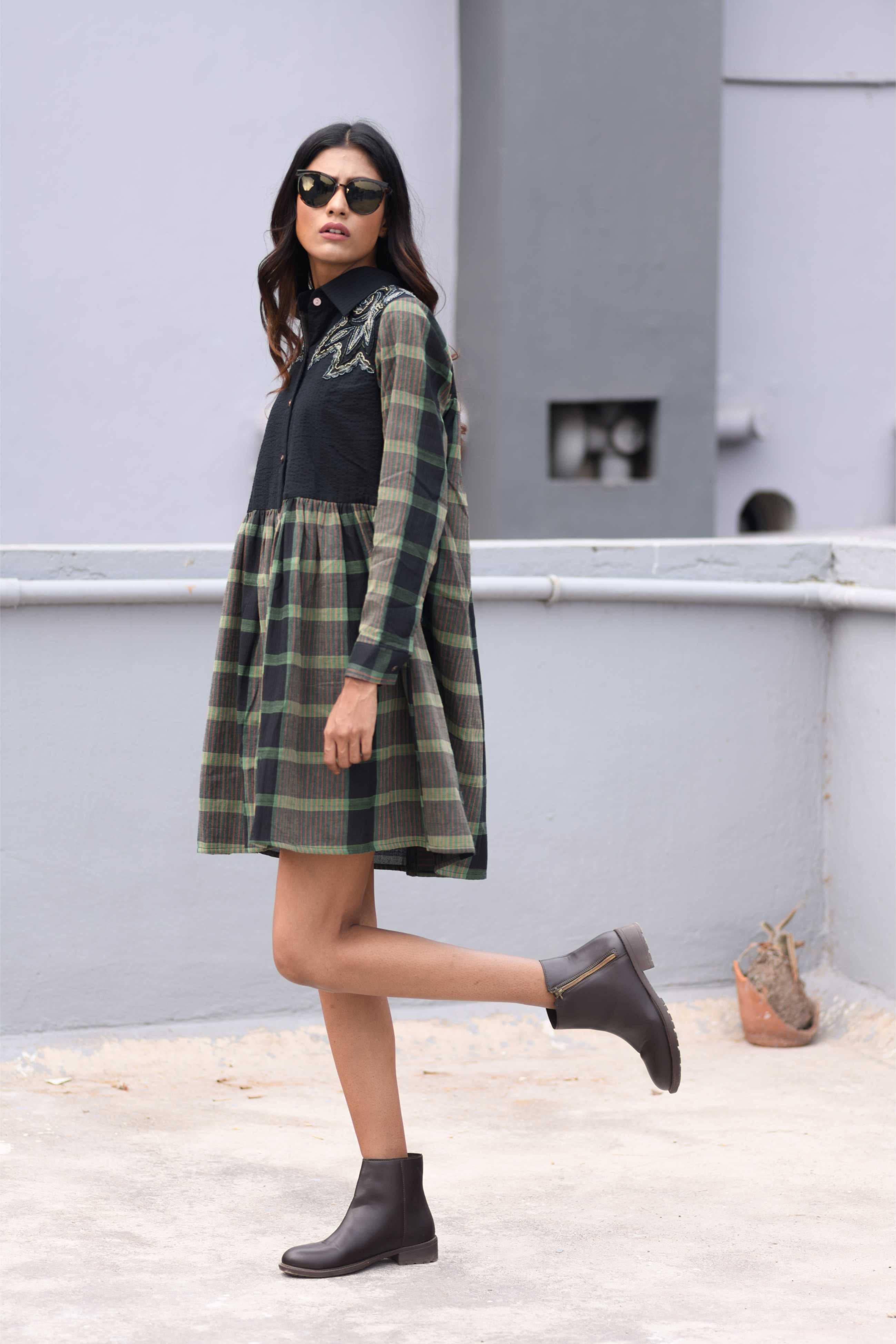 Handwoven Cotton Check skirt