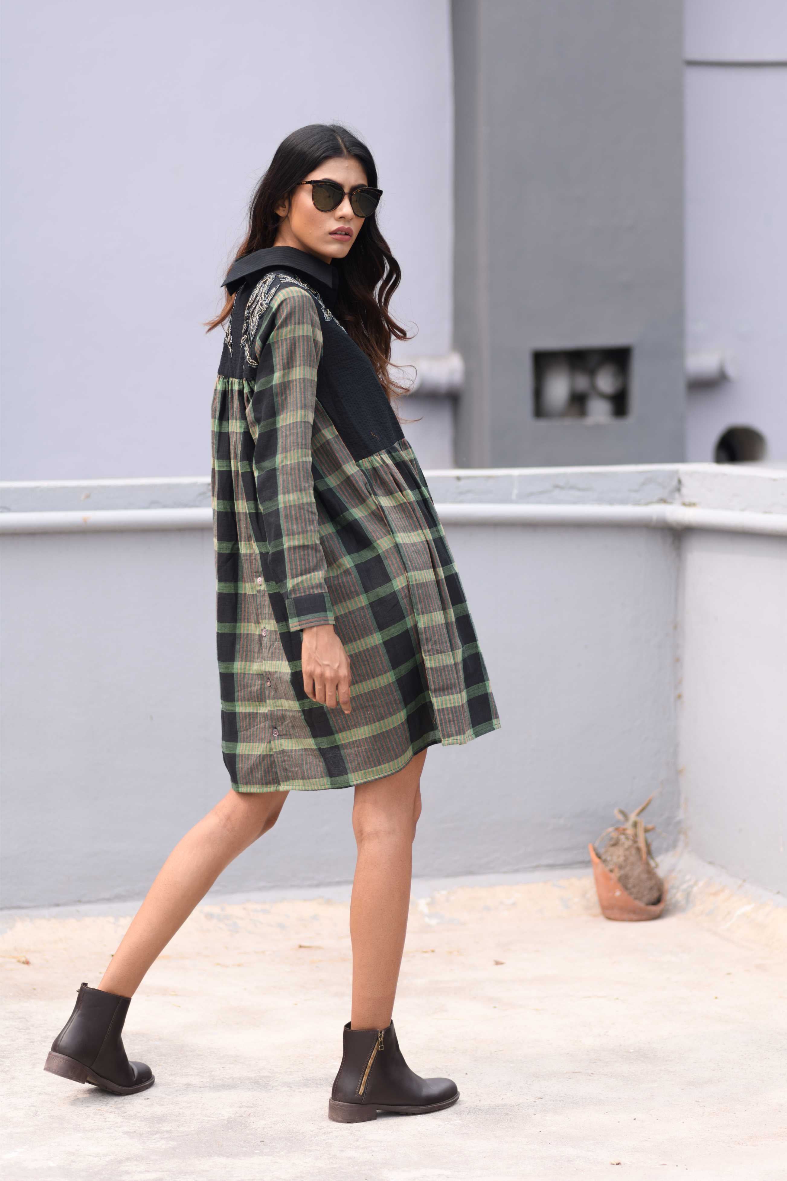 Handwoven Cotton Check Skirt