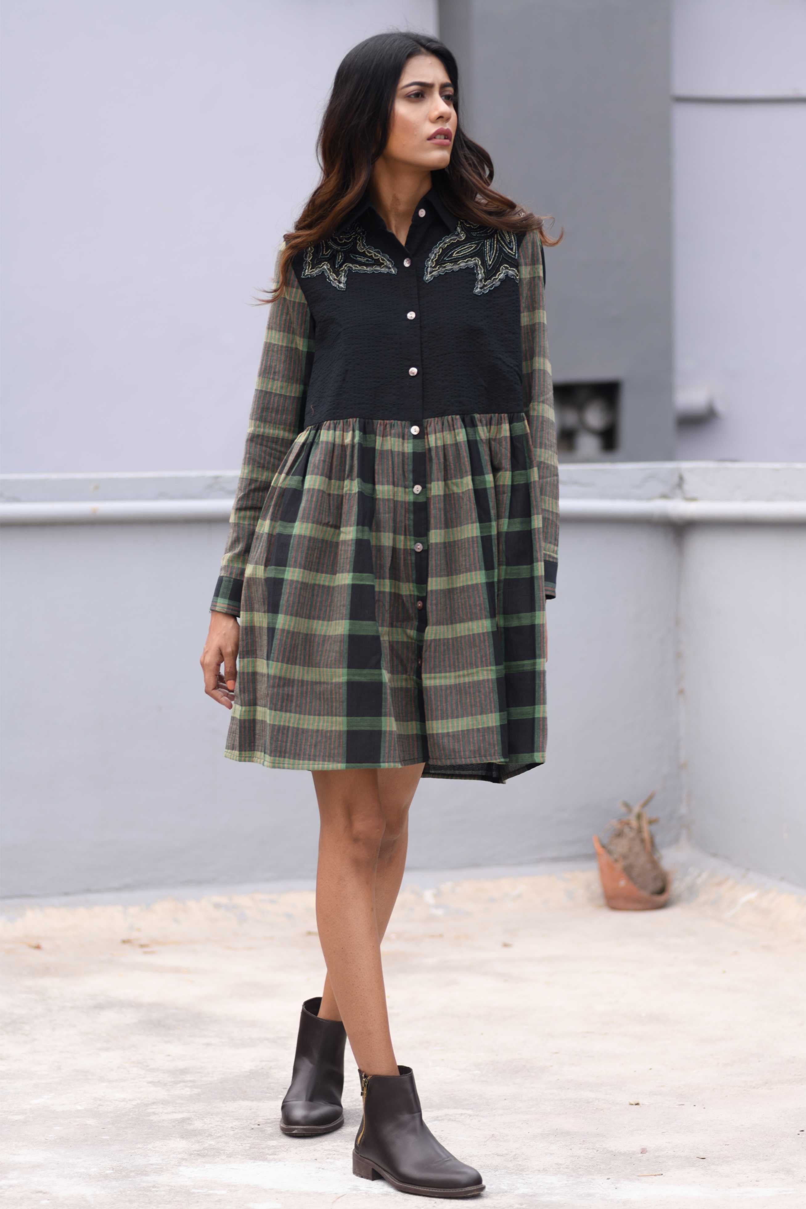 Handwoven Cotton Check skirt