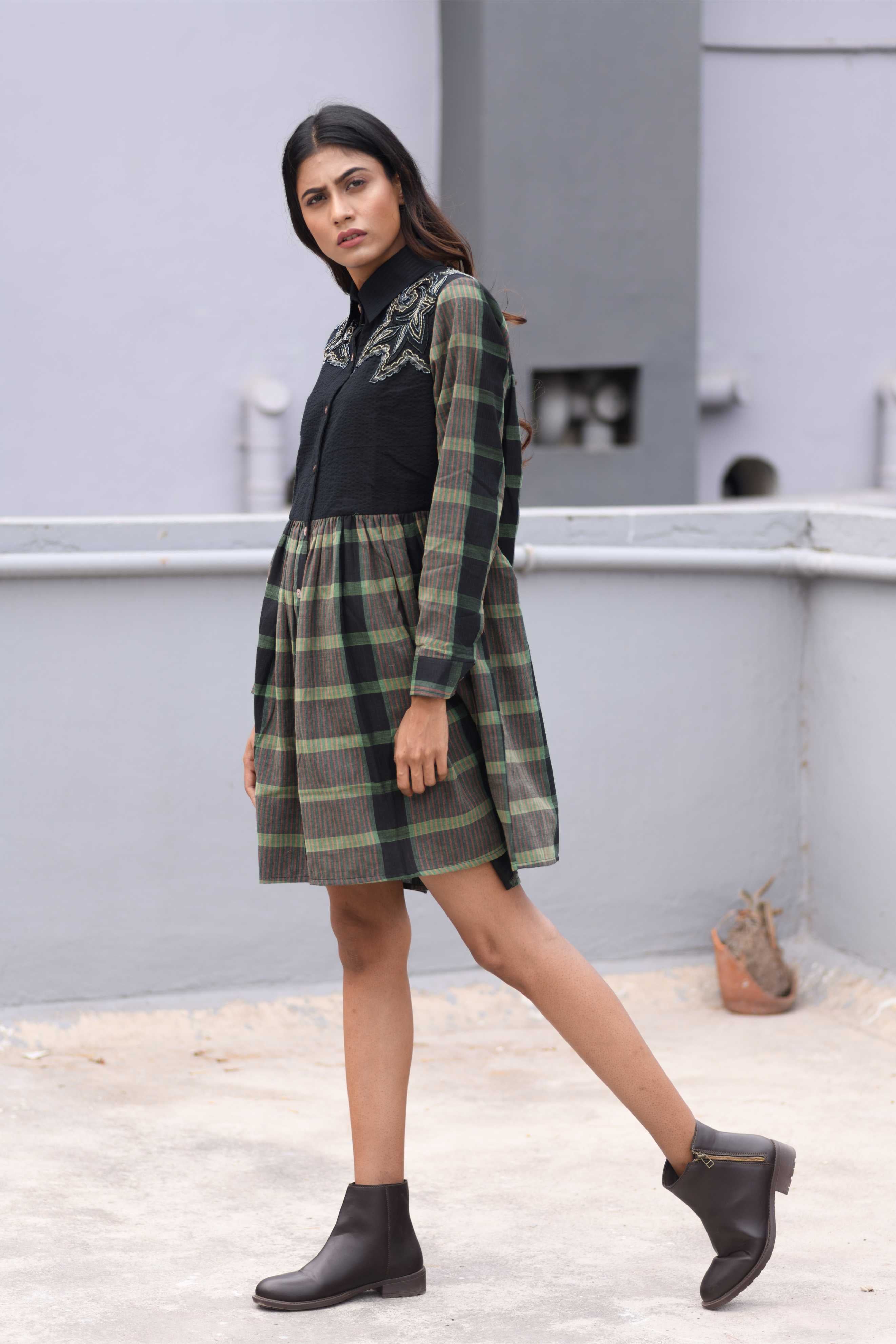 Handwoven Cotton Check Skirt