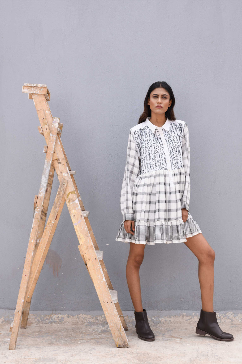Handwoven Cotton Skirt With Kantha Work