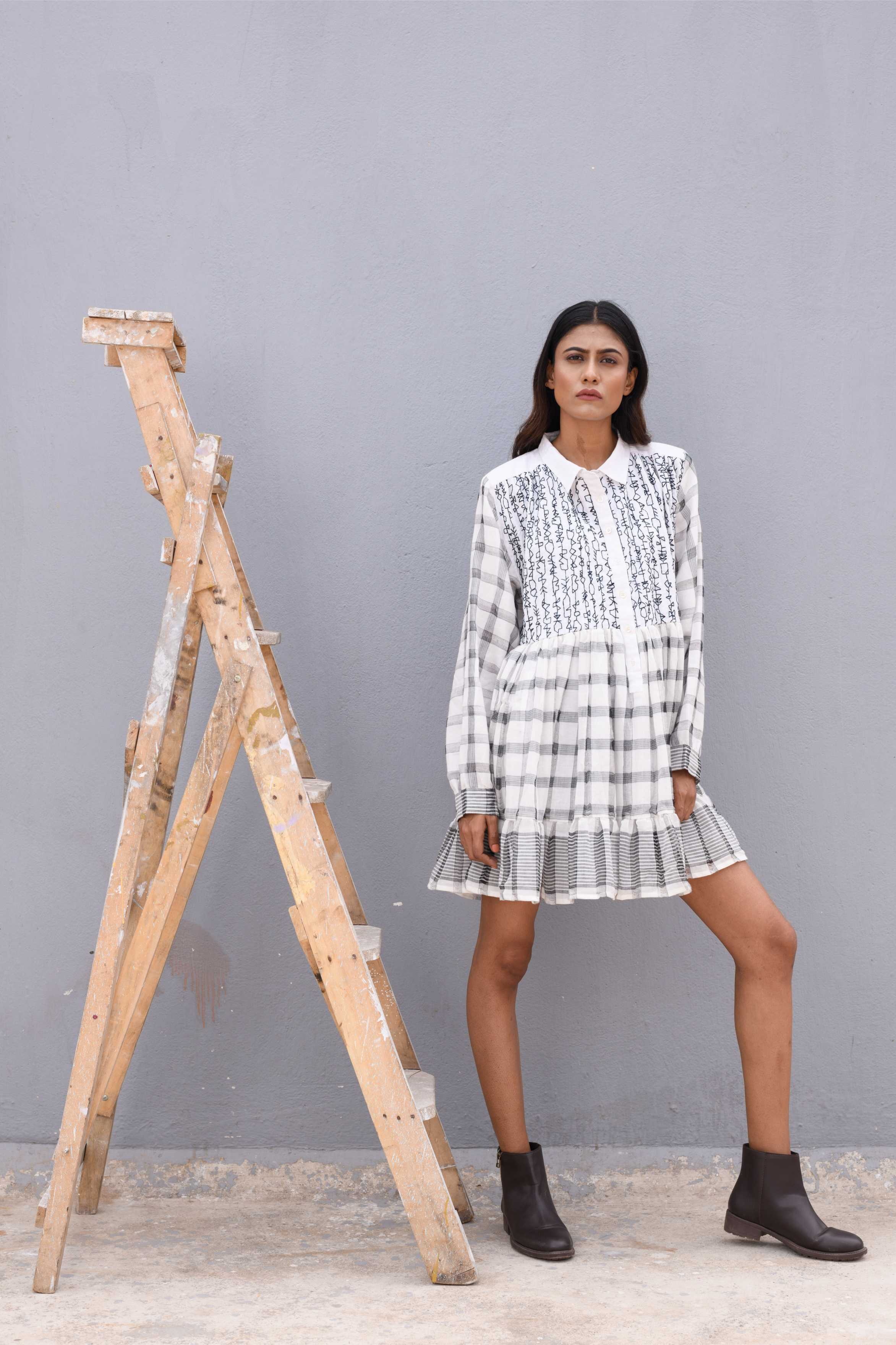 Handwoven Cotton Skirt With Kantha Work