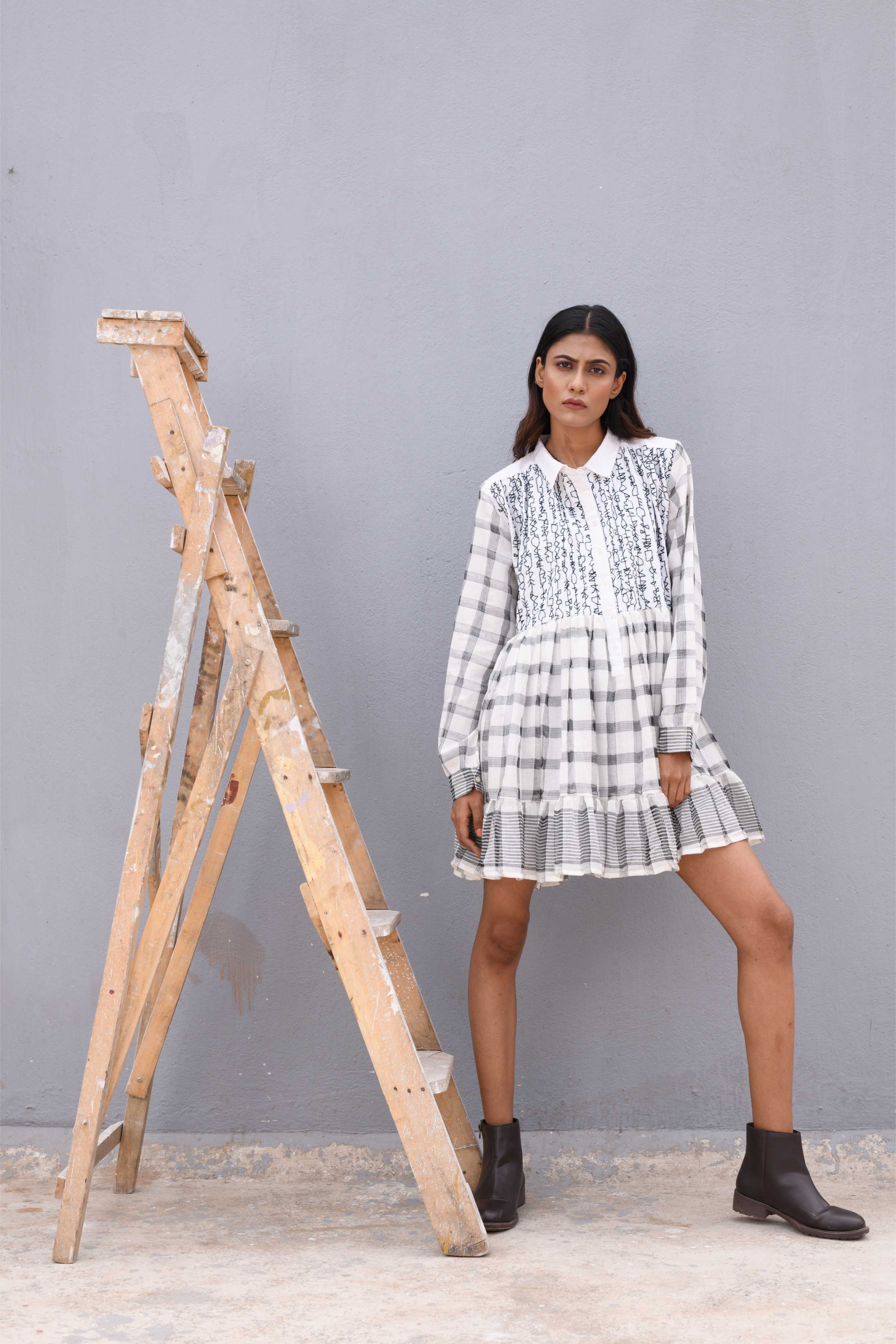 Handwoven Cotton Skirt With Kantha Work