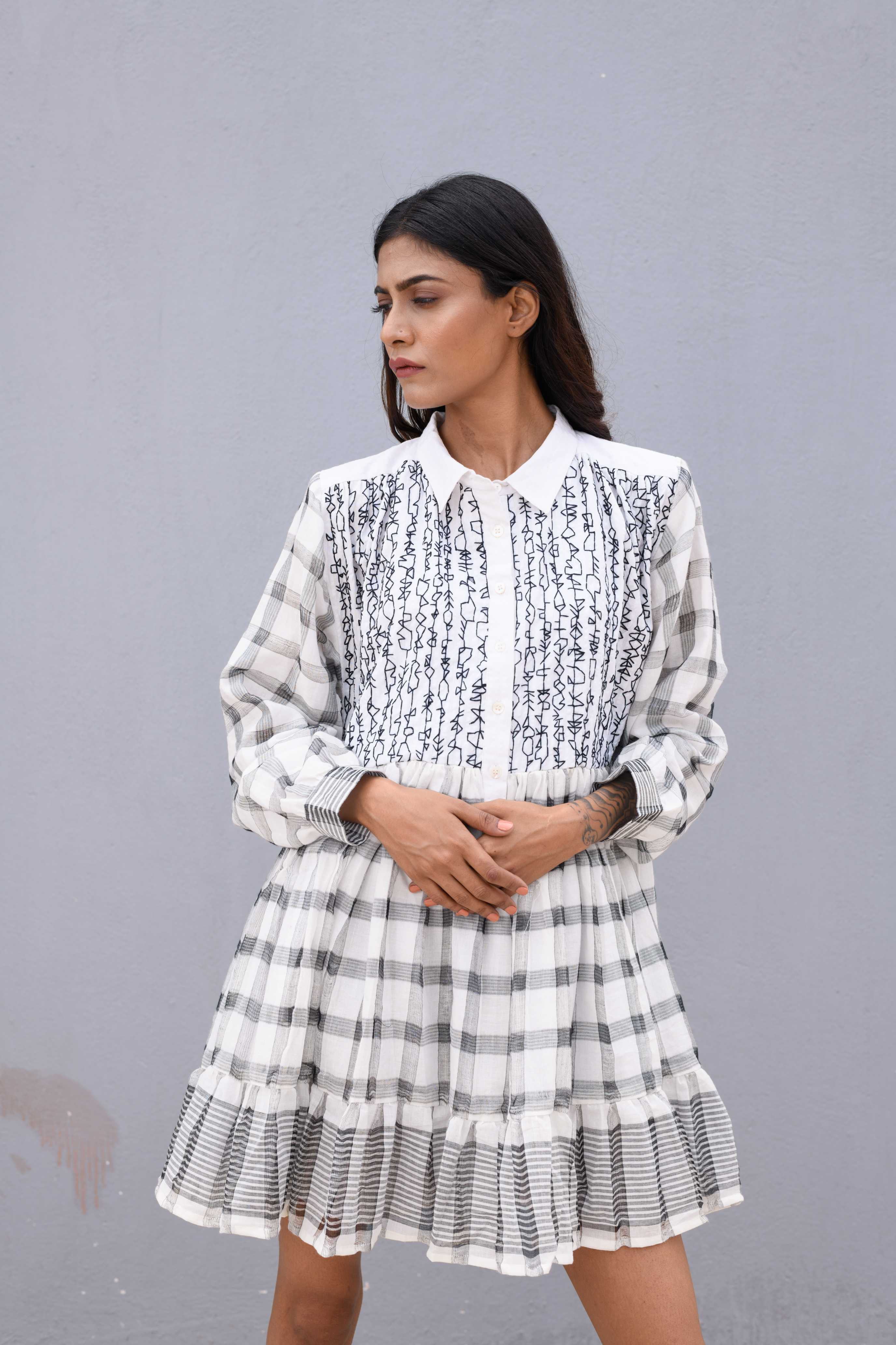 Handwoven Cotton Skirt With Kantha Work