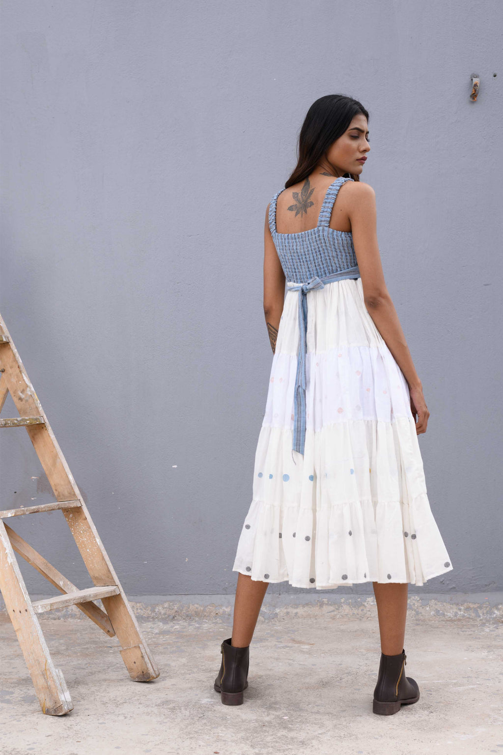 Handwoven White Jamdani Long Dress