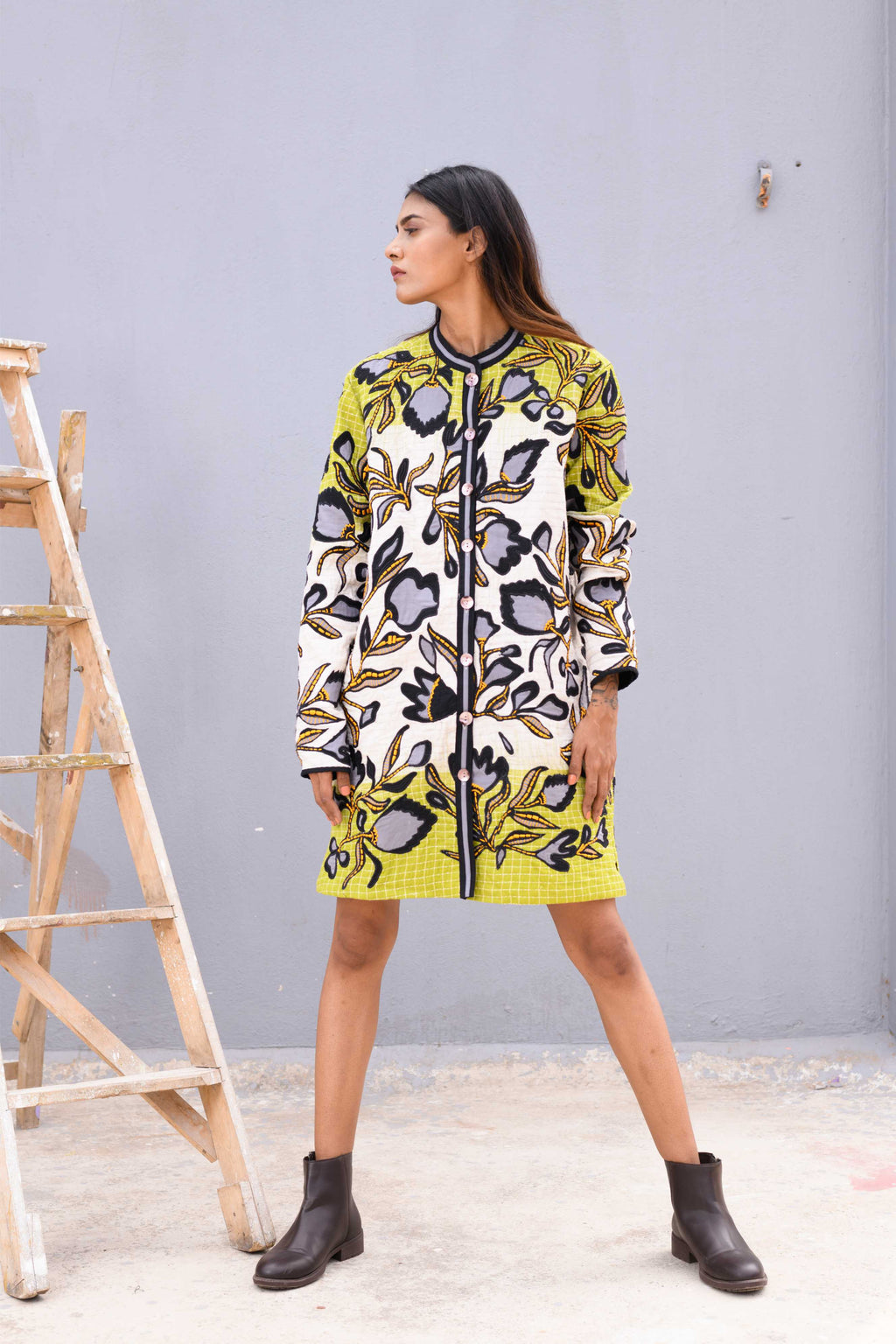 Handwoven Kantha Jacket With Kantha Work