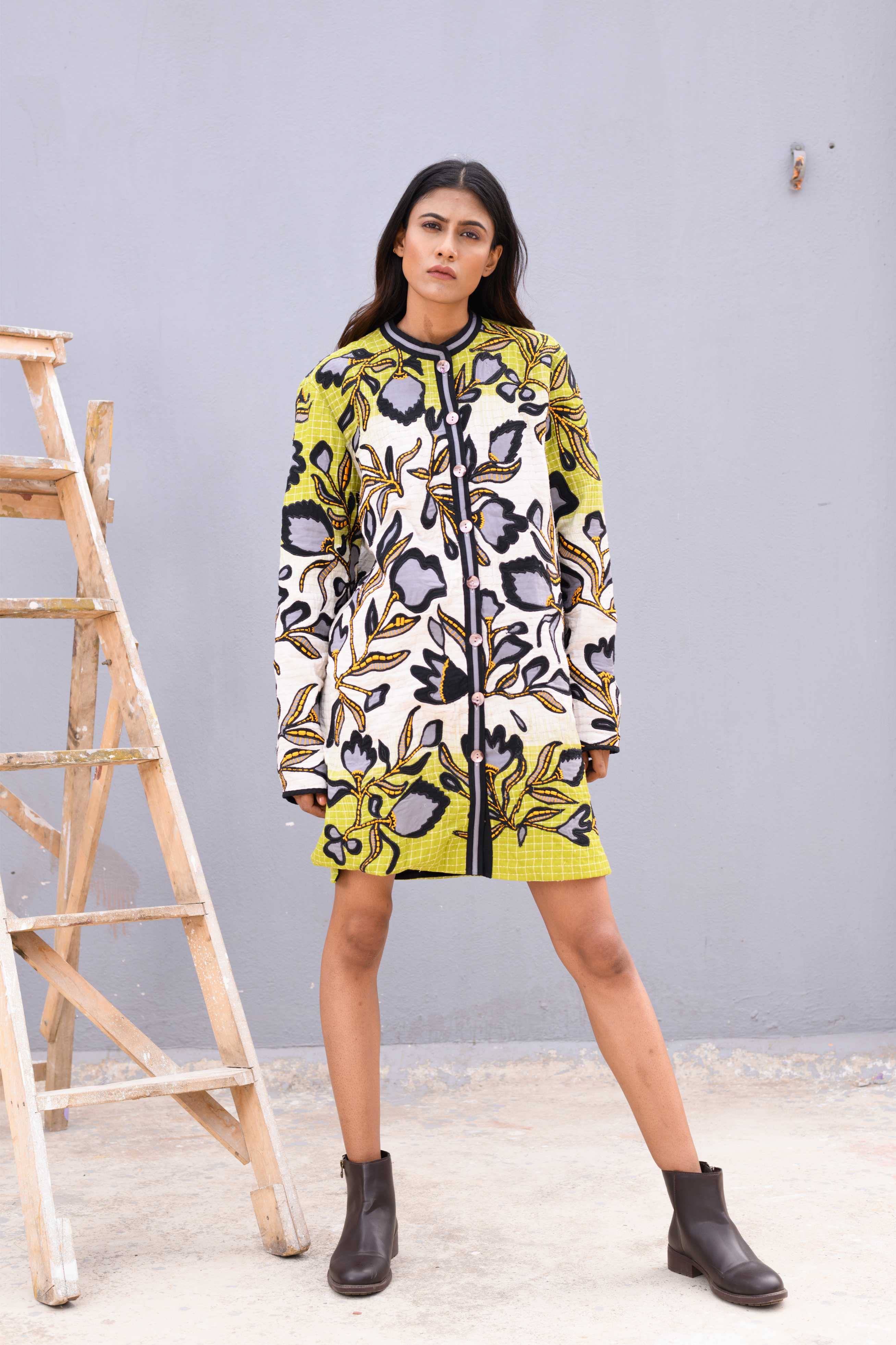 Handwoven Kantha Jacket With Kantha Work
