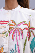 Handwoven Caftan With Kantha Work