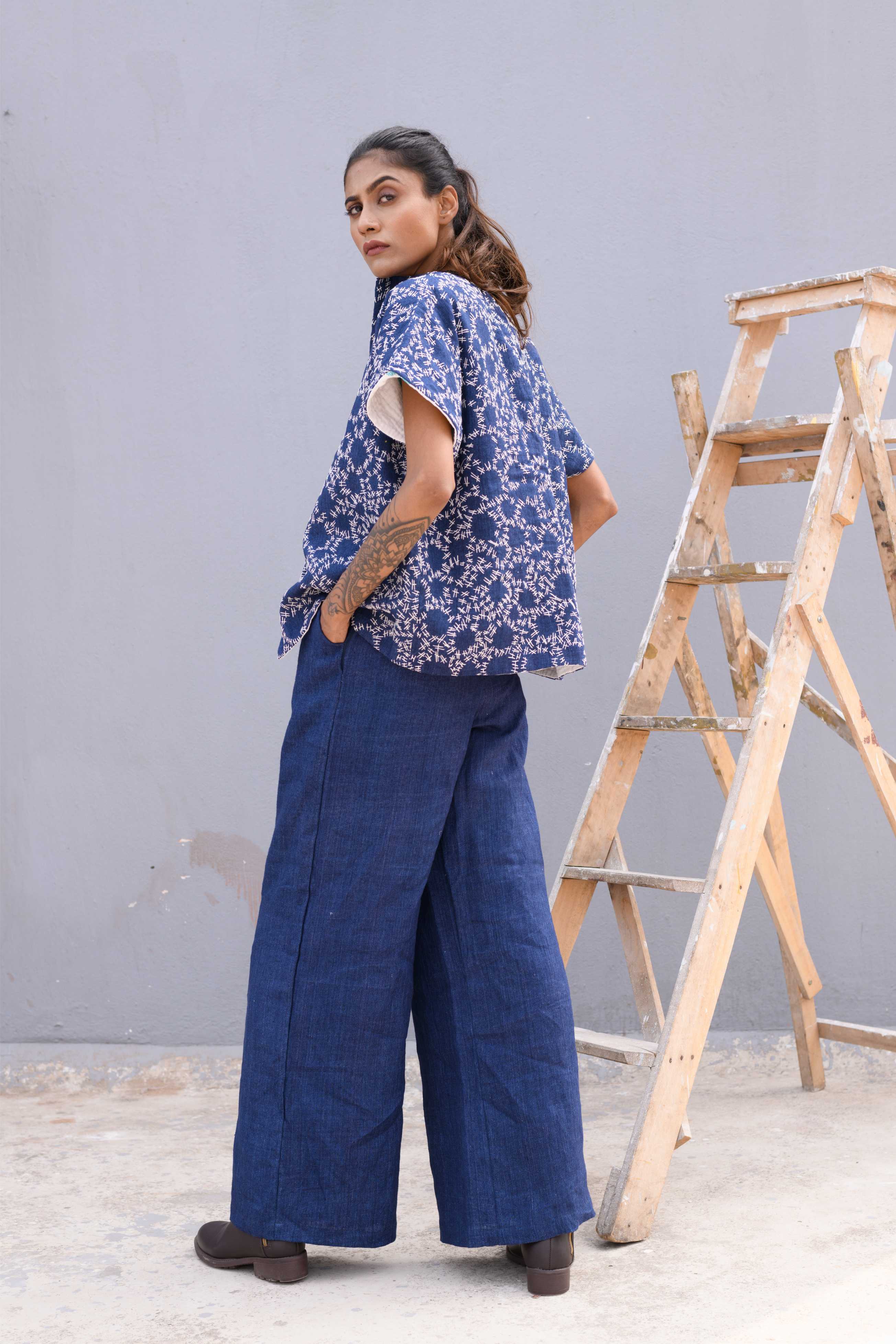 Handwoven Reversible Jacket With Kantha Work