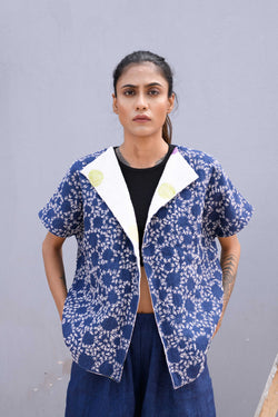 Handwoven reversible jacket with kantha work