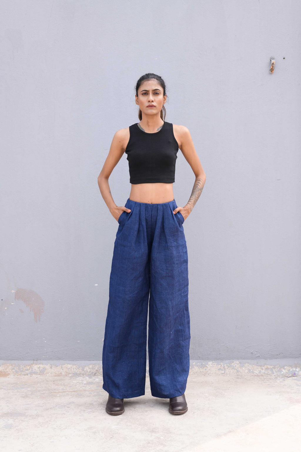 Handwoven Blue Pure Linen Pant