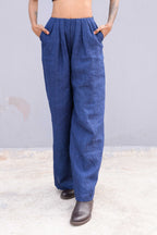 Handwoven Blue Pure Linen Pant