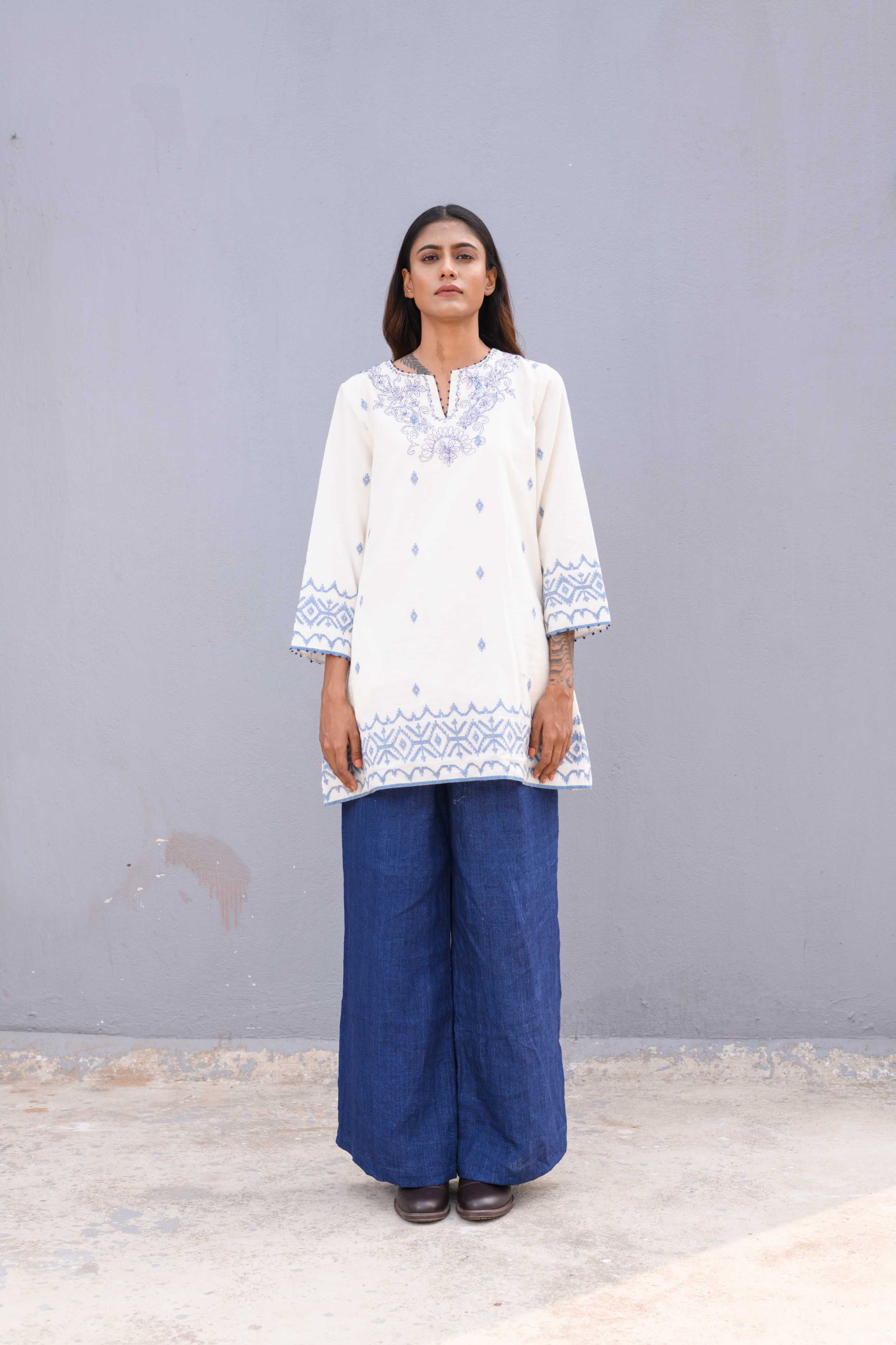 Handwoven White jamdani shirt