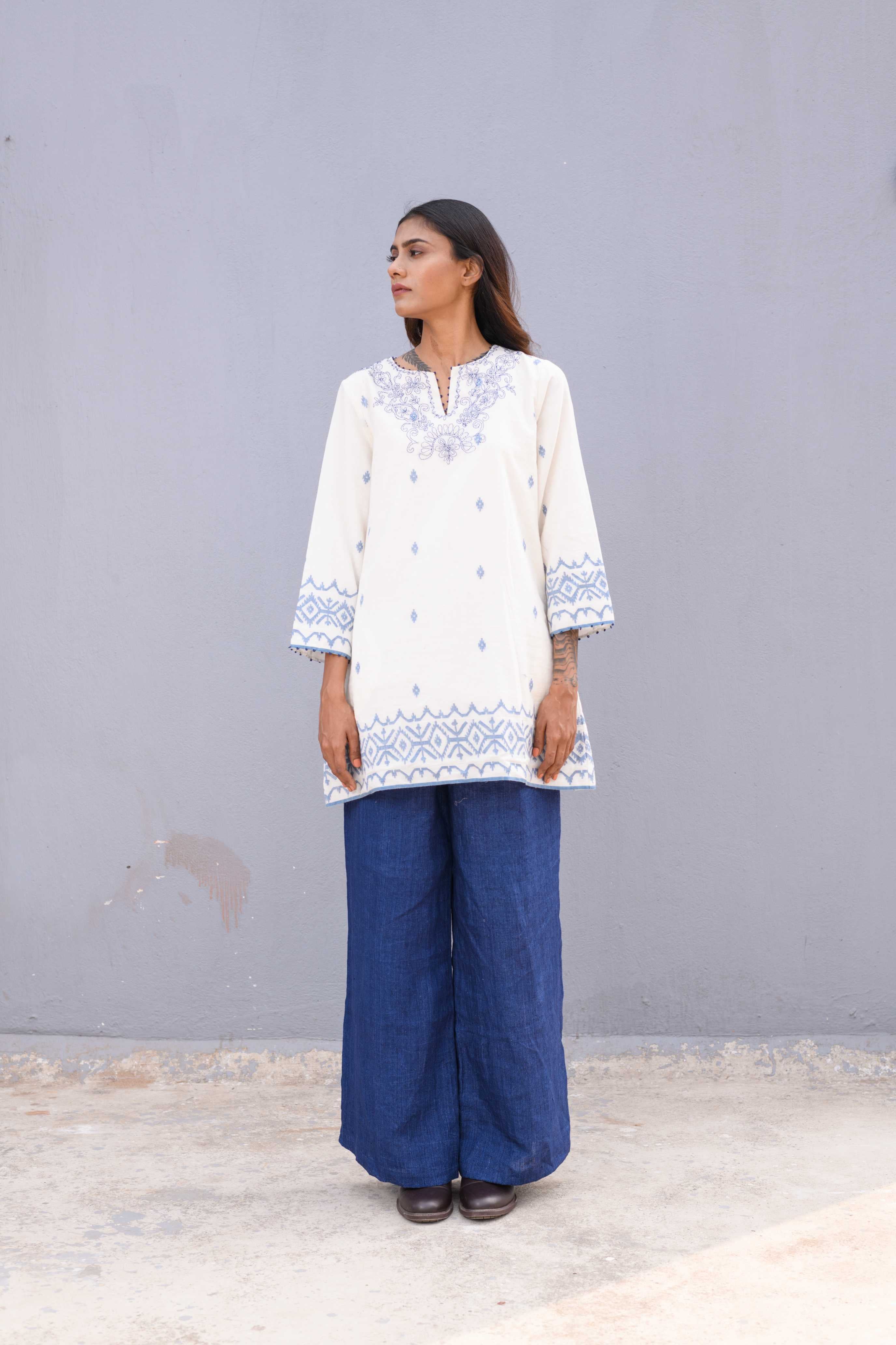 Handwoven White jamdani shirt