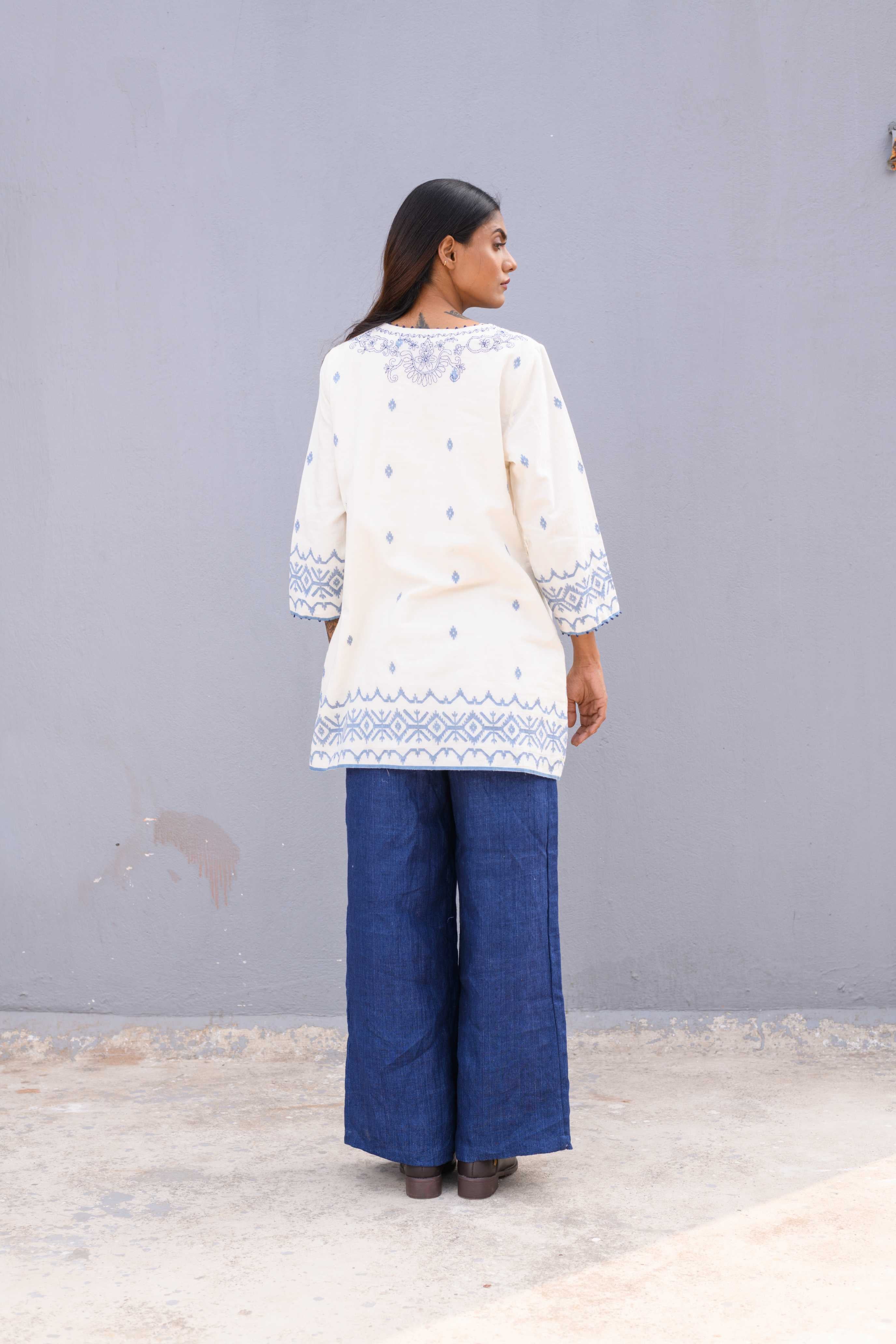 Handwoven White jamdani shirt