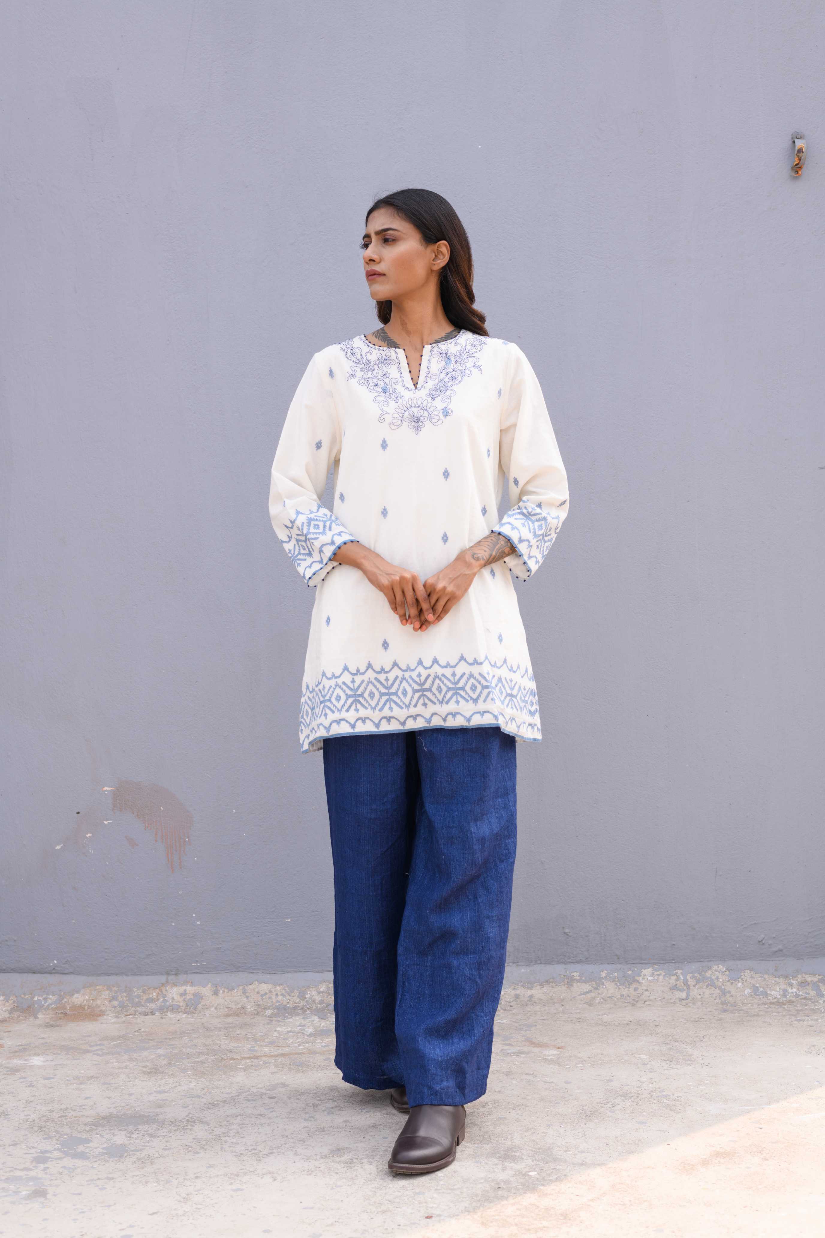 Handwoven White jamdani shirt