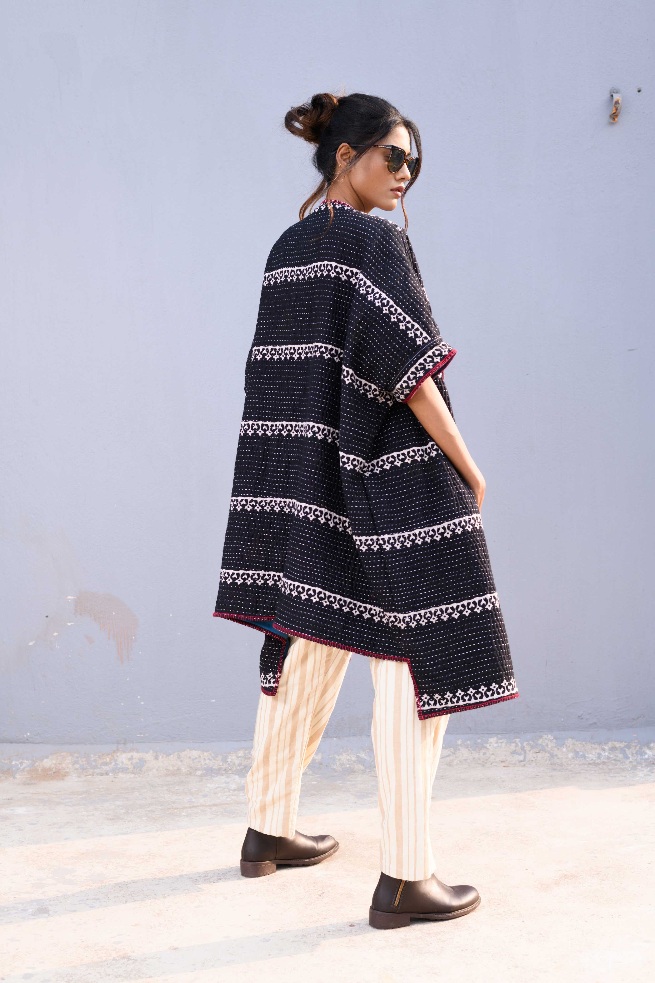 Handwoven Reversible Jacket With Jamdani & Kanta Work