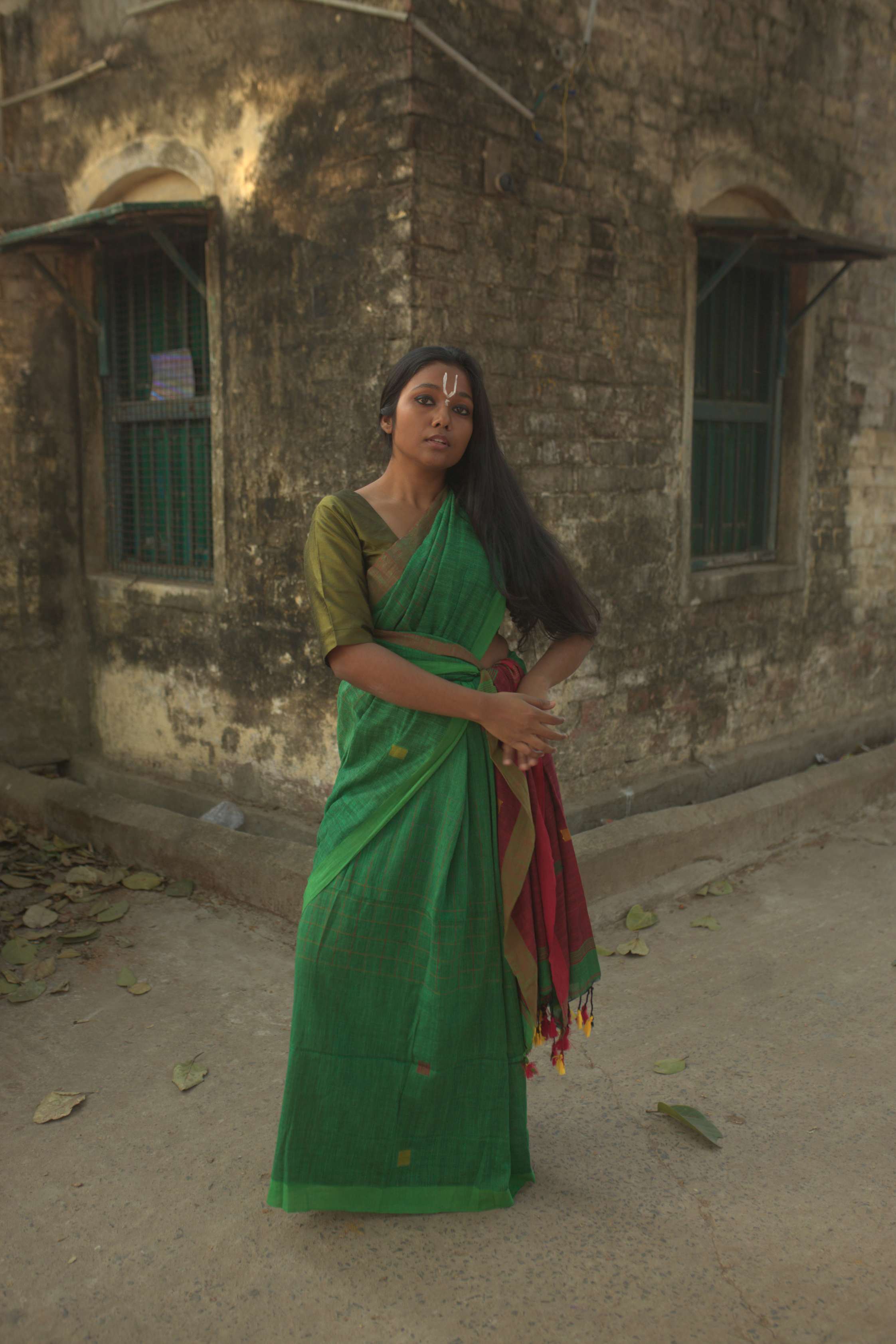 Handwoven Green Pure Cotton Saree