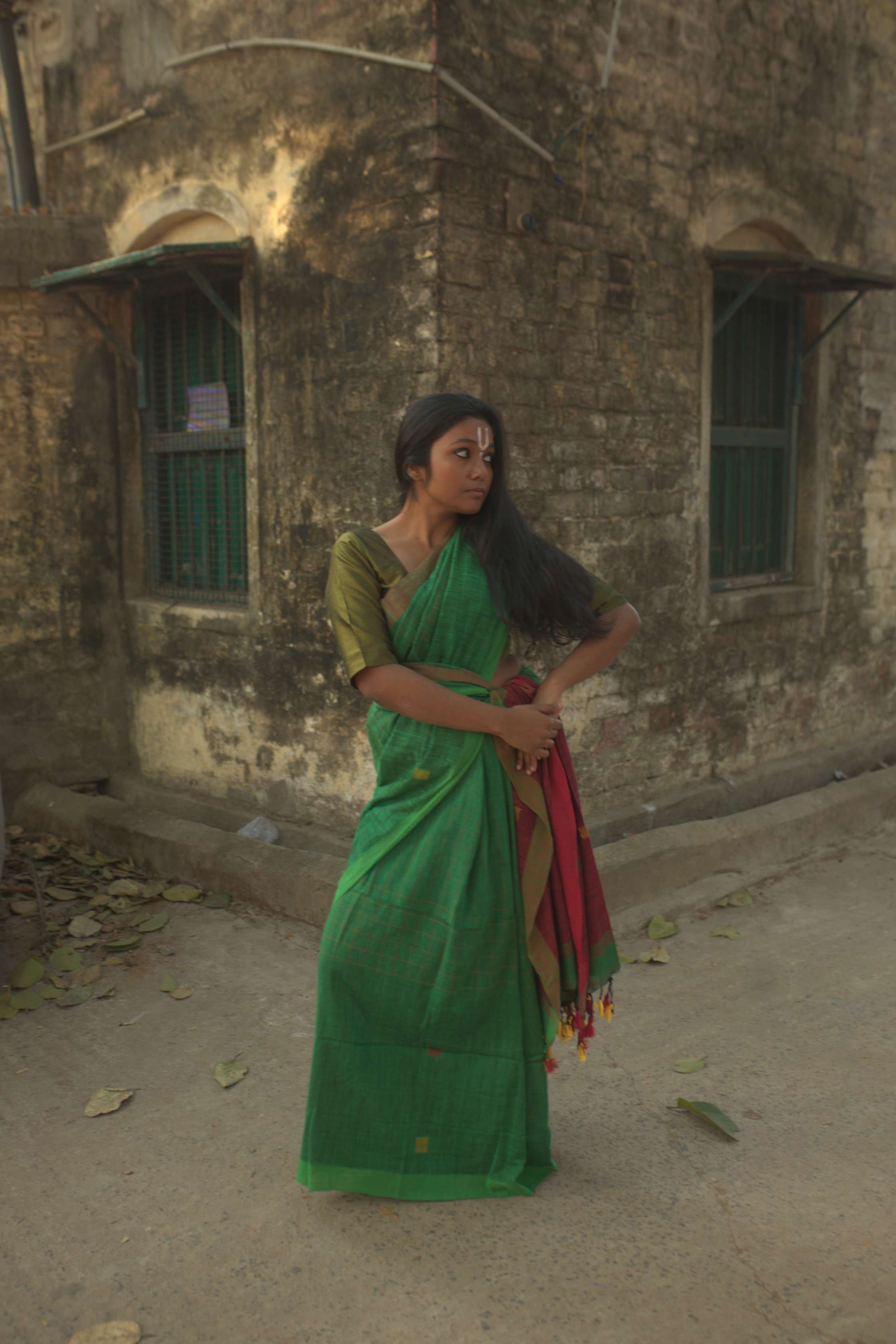 Handwoven Green Pure Cotton Saree