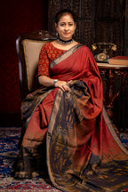 Maroon Tussar Saree - Aankona