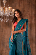 Handwoven Green Dhakai Jamdani Saree