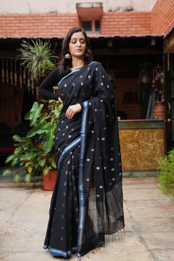 Black Khadi Jamdani - Aankona