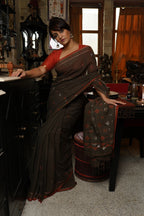 Handwoven Brown Jamdani Saree