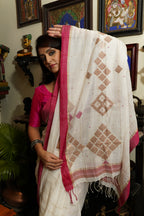 Handwoven White  Jamdani Saree