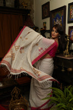 Handwoven White  Jamdani Saree