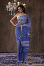 Handwoven Blue Dhakai Jamdani Saree