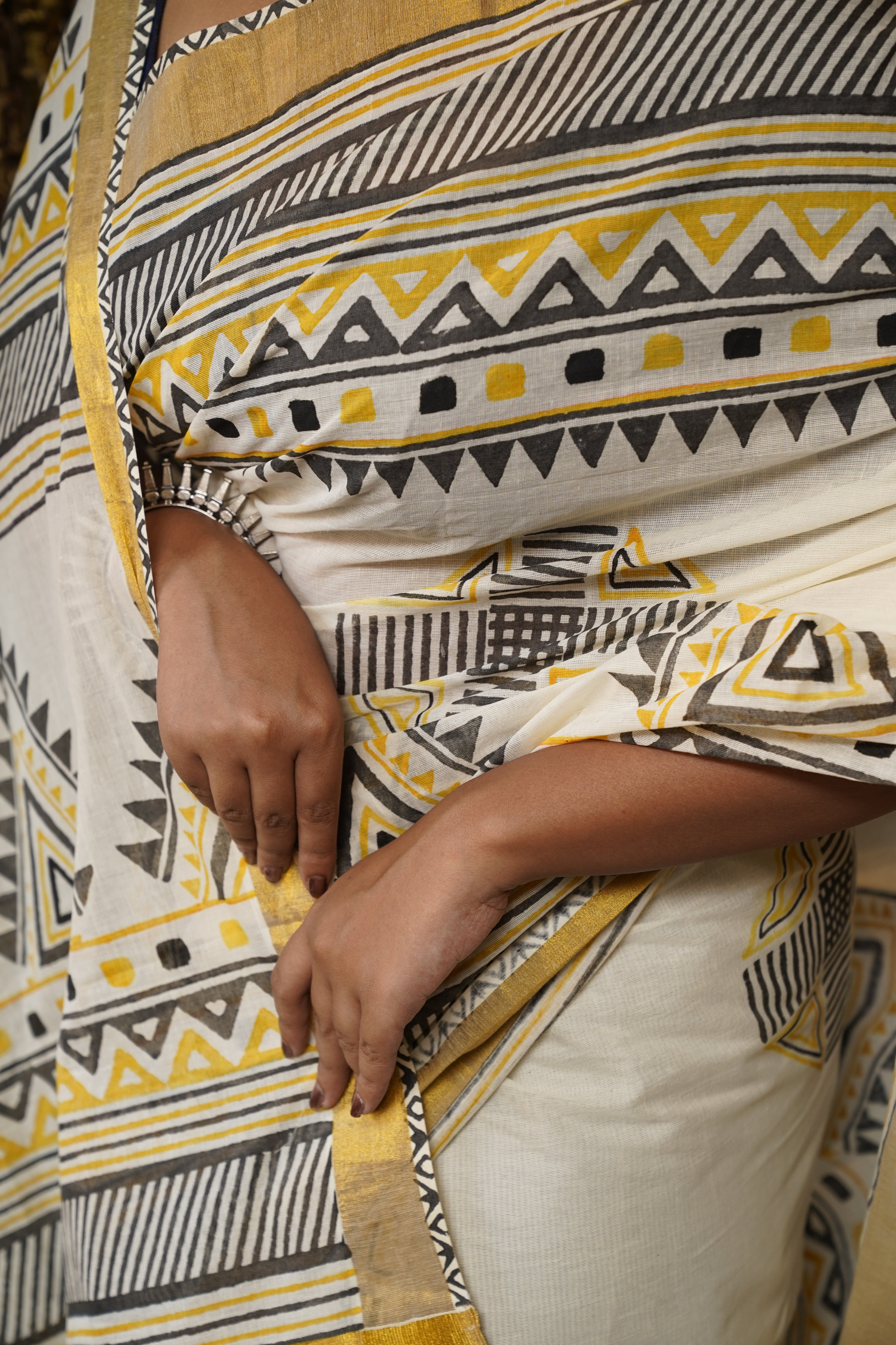 Bosonto - Handwoven Kerala Cotton Printed Saree