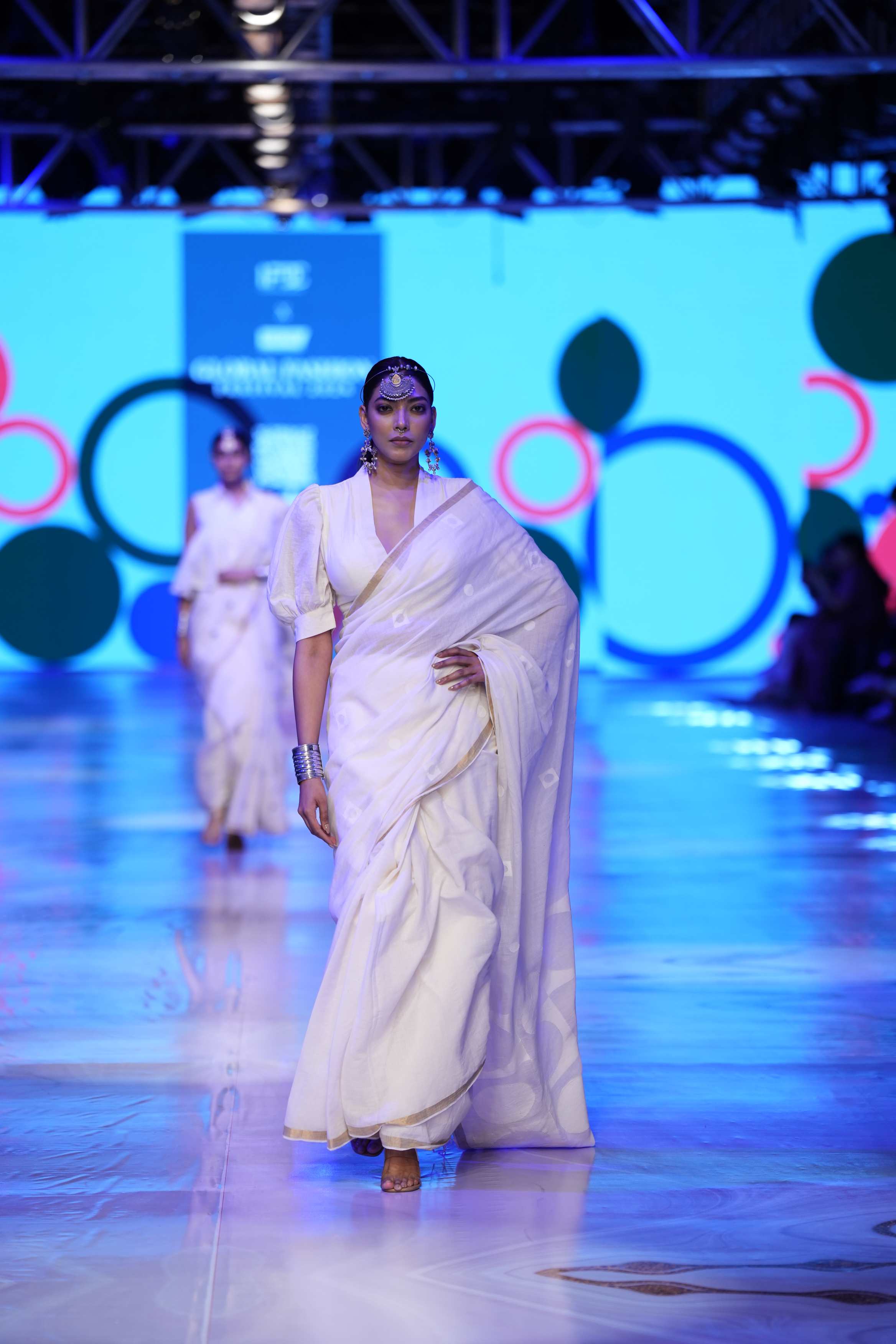 Handwoven White On White Jamdani Saree With Off White Blouse