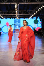Handwoven Red  Jamdani Saree With Red Blouse