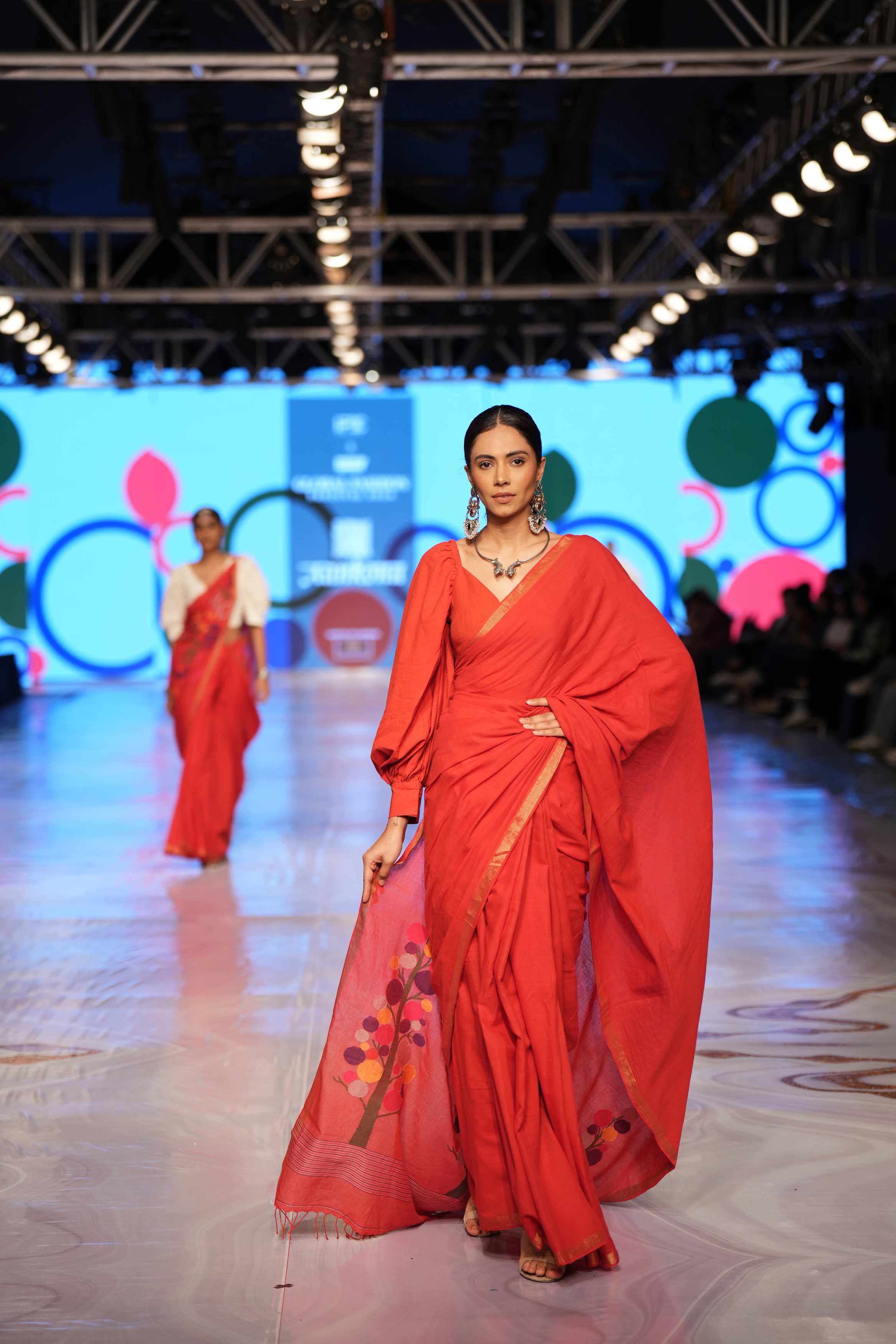 Handwoven Red  Jamdani Saree With Red Blouse