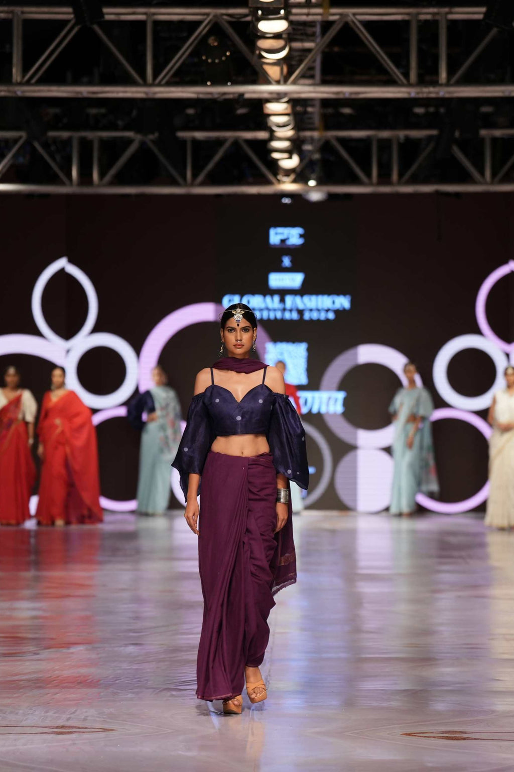 Handwoven Purple Saree With Blue Silk Blouse