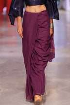Handwoven Purple Saree With Blue Silk Blouse