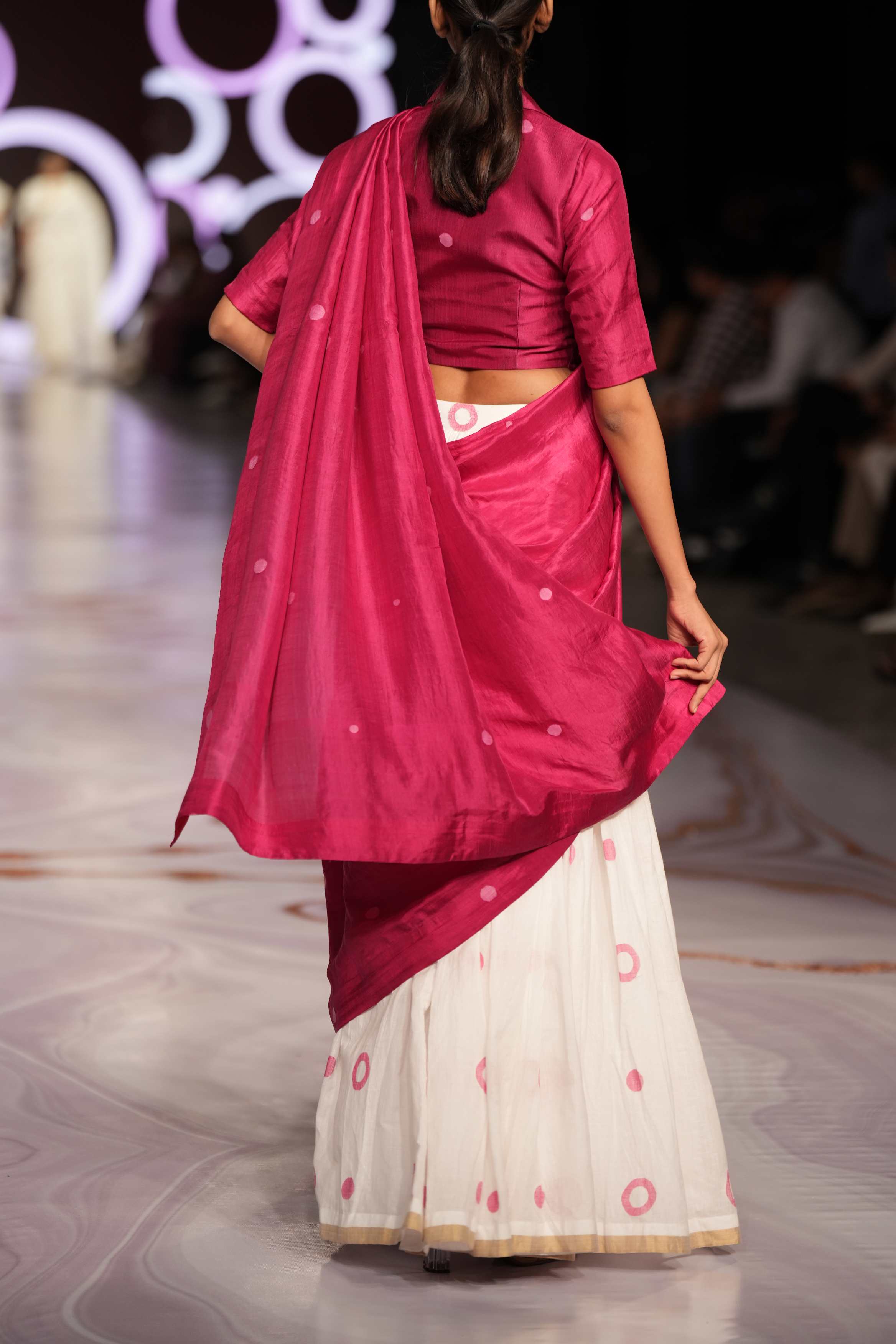 Handwoven Pink Jamdani Lehenga With Blouse & Dupatta