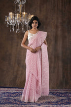 Otoshi - Handwoven Pink Dhakai Jamdani Saree