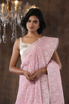 Otoshi - Handwoven Pink Dhakai Jamdani Saree