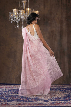 Otoshi - Handwoven Pink Dhakai Jamdani Saree