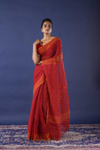 Handwoven Red Dhakai Jamdani Saree
