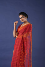 Handwoven Red Dhakai Jamdani Saree