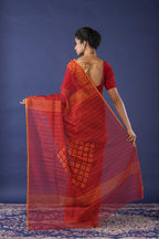 Handwoven Red Dhakai Jamdani Saree